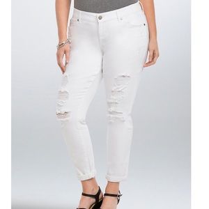 Torrid Boyfriend White Rip Destruction Jeans Sz 14